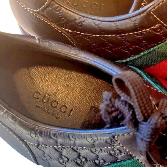 GUCCI GUCCISSIMA LEATHER SNEAKERS BLACK & RED 39 - Picture 9 of 16